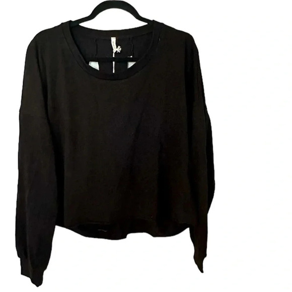 Lanston Back Cut-Out Sweatshirt Cotton Blend Long Sleeve in Black Size L NWT - Picture 1 of 9